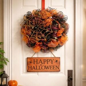 New! Handcrafted Premium Deco  Mesh Halloween Wreath